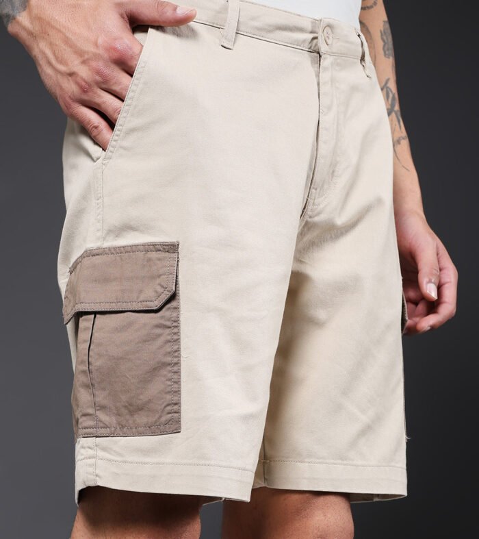 Men's Cotton Utility Cargo Shorts with Multi-Pockets – Brown