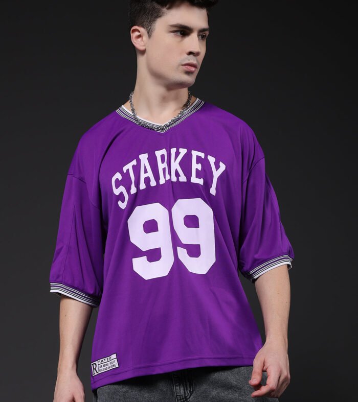 Men Printed Oversized Varsity T-Shirt