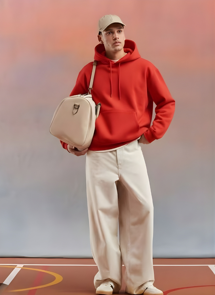 Solid Men Drop Shoulder Premium Terry Hoodie - Candy Red