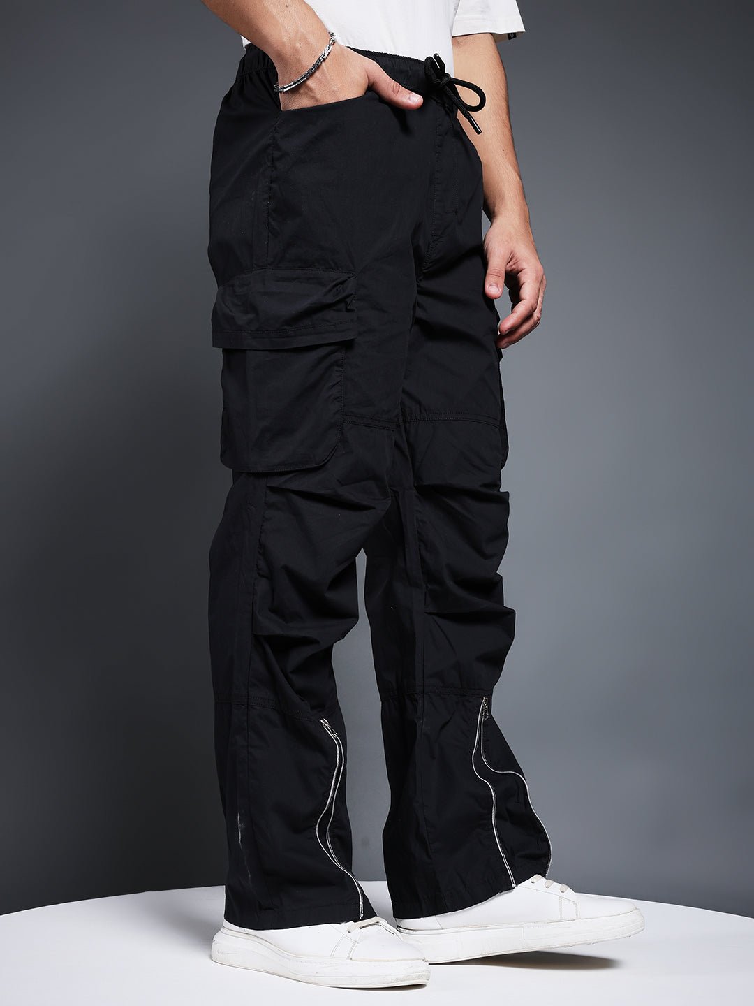 Men Utility Cargos- Black