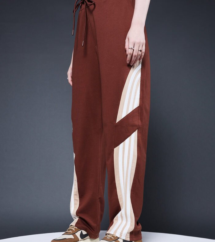 Women Premium Terry Jogger with Side Stripes - Cocoa