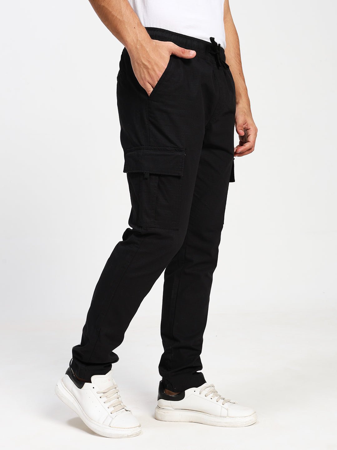 Men Utility Cargos- Black