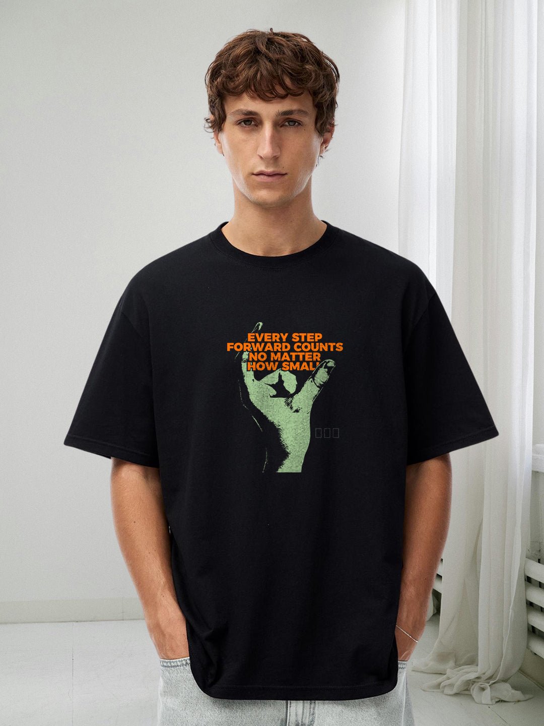 EVERY STEP COUNTS Men Printed Oversized T-Shirt