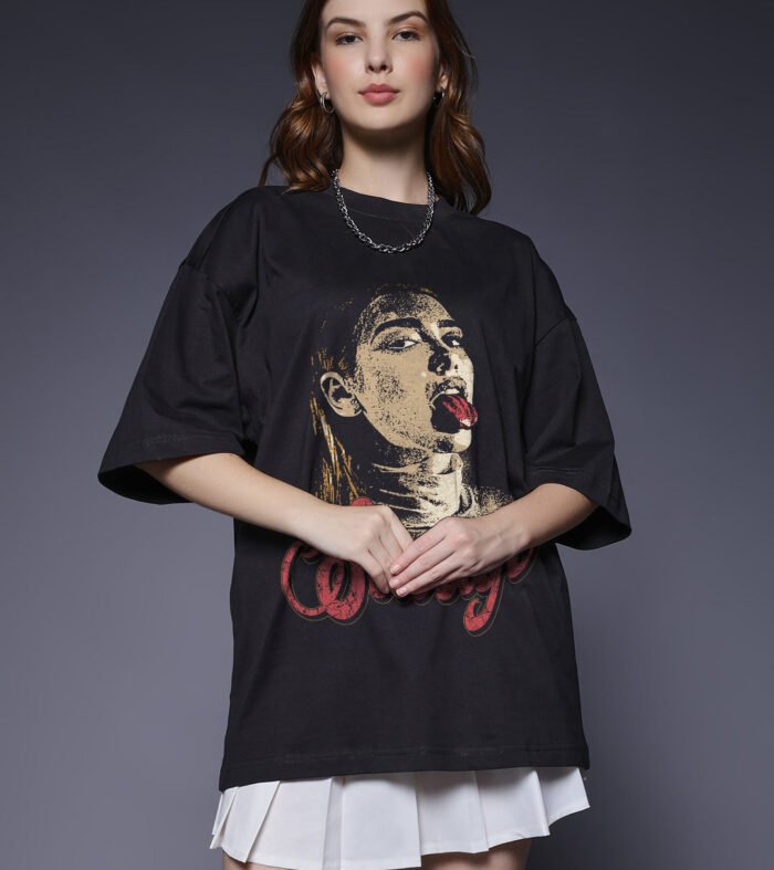SAVAGE CLUB Women Printed Oversized T-Shirt
