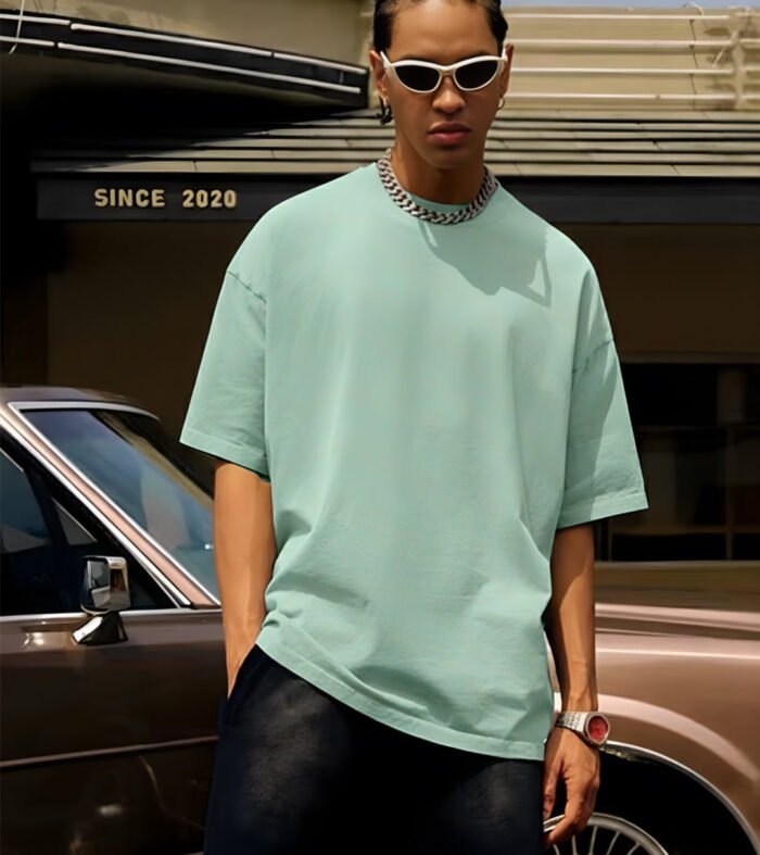 Solid Men Oversized T-Shirt - Mint Green