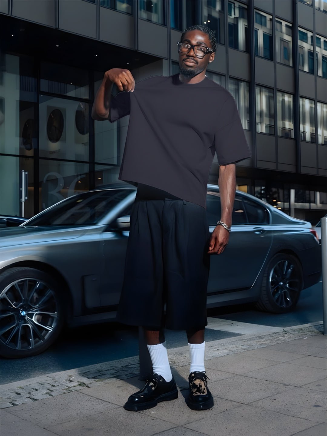 Solid Men Oversized T Shirt Classic Navy