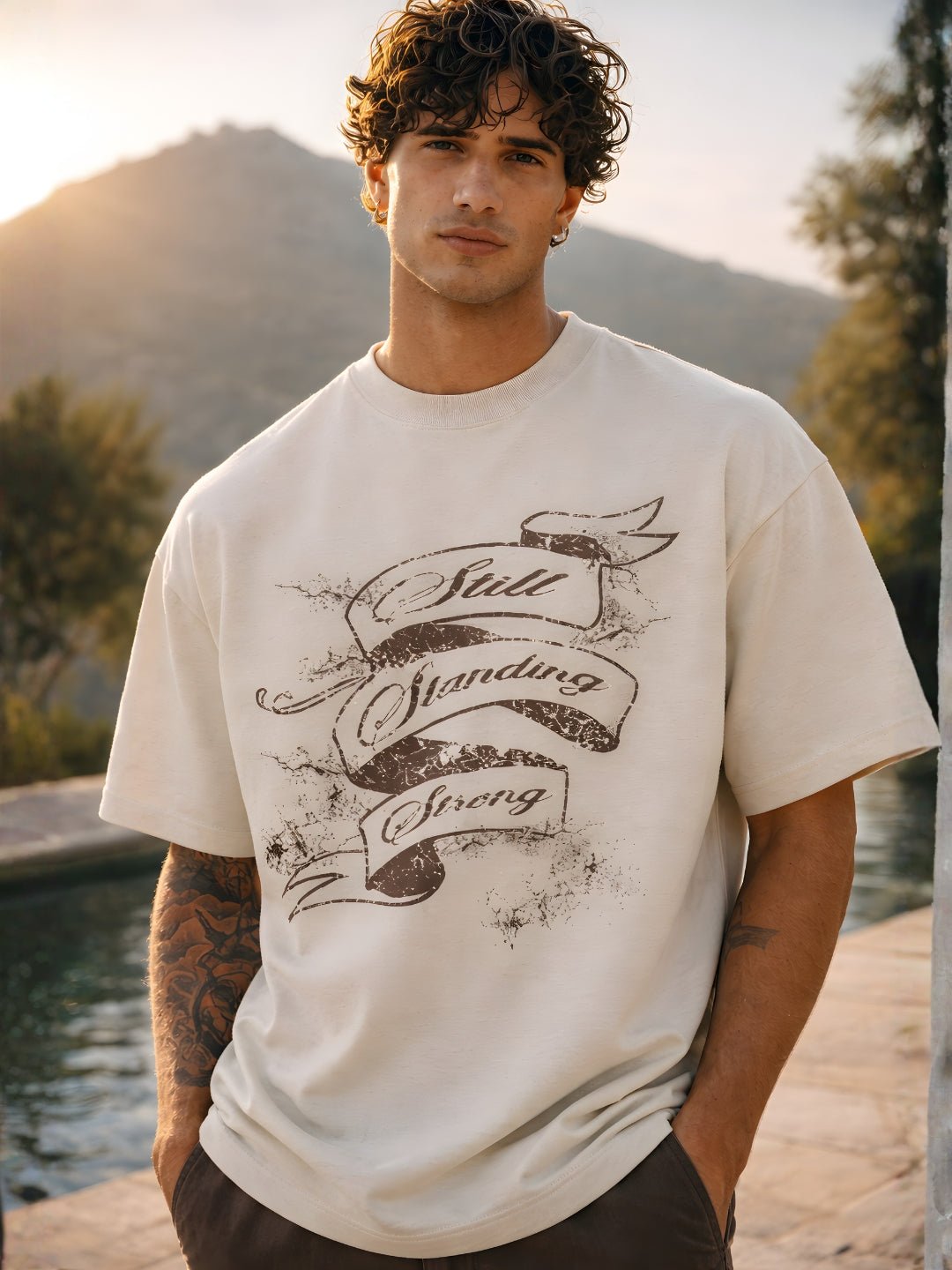 STILL STRONG Men Printed Oversized T-Shirt