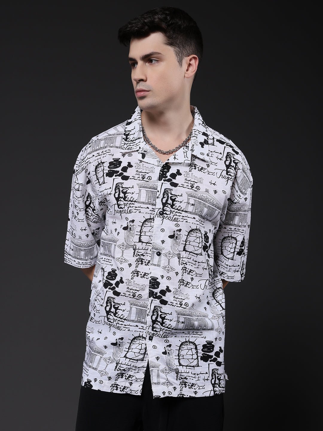 Mens Half Sleeve Casual Shirt  – White