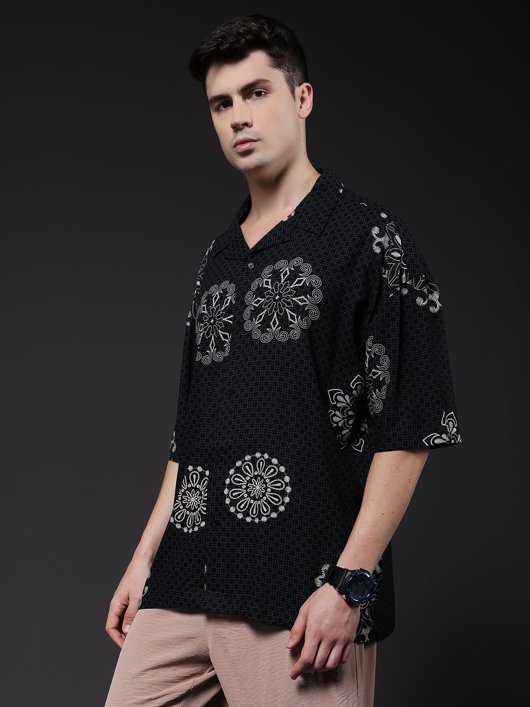Mens Half Sleeve Casual Shirt  – Black
