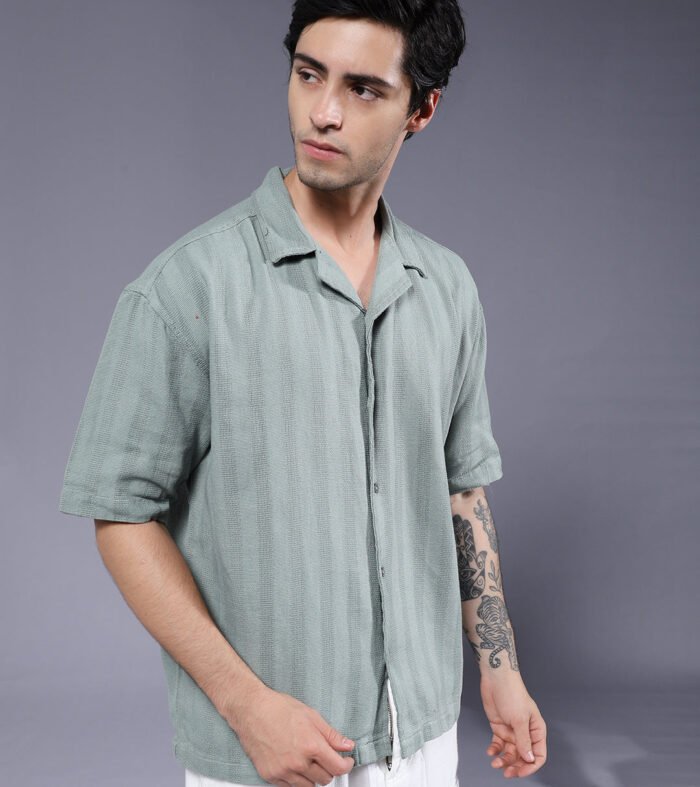 Mens Half Sleeve Casual Shirt  – Mint Green
