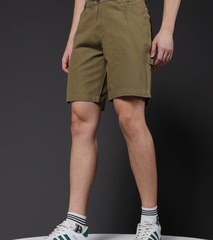 Mens Cotton Utility Shorts Olive 1