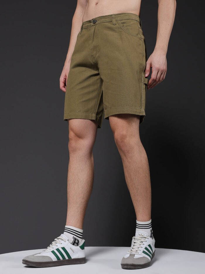 Mens Cotton Utility Shorts Olive 1