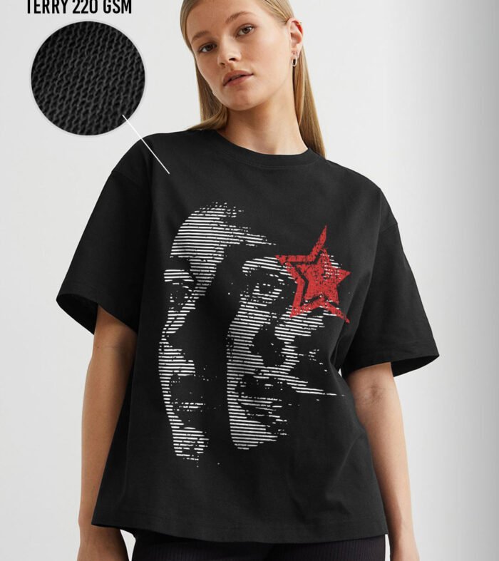 CRIMSON STATIC Women Terry Printed Oversized T-Shirt