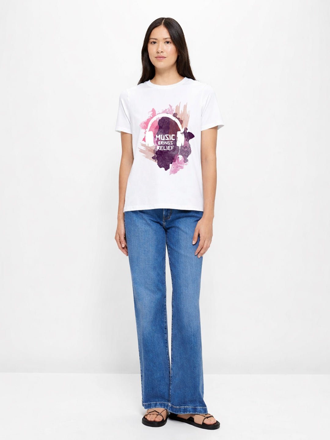 Music Brings Relief Women Half Sleeve T-Shirt