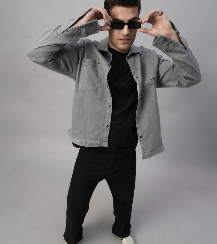 Solid Men Shacket - Ash Grey