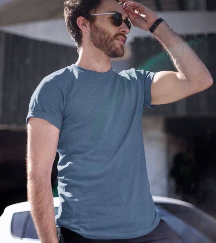 Solid Men Half Sleeve T-Shirt - Teal Blue