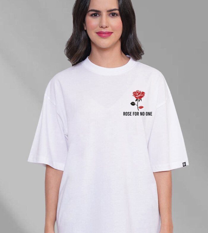 Rose For No One Women Oversized T-Shirt - White