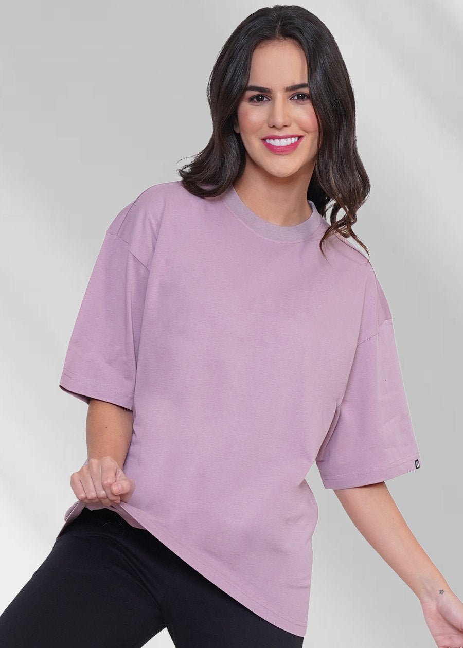 Solid Women Oversized T Shirt Lilac