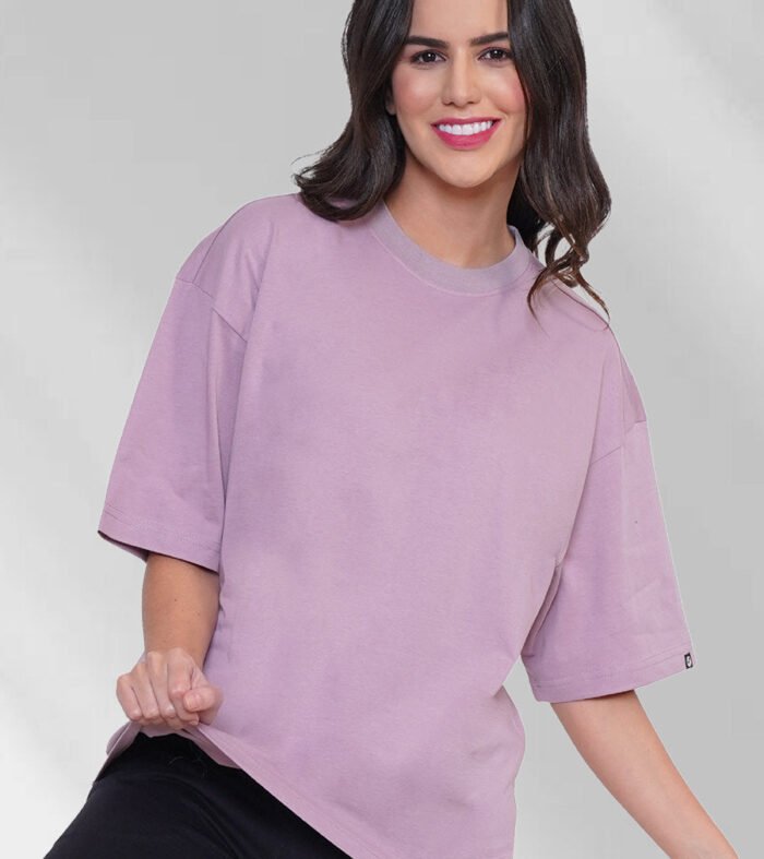 Solid Women Oversized T Shirt Lilac