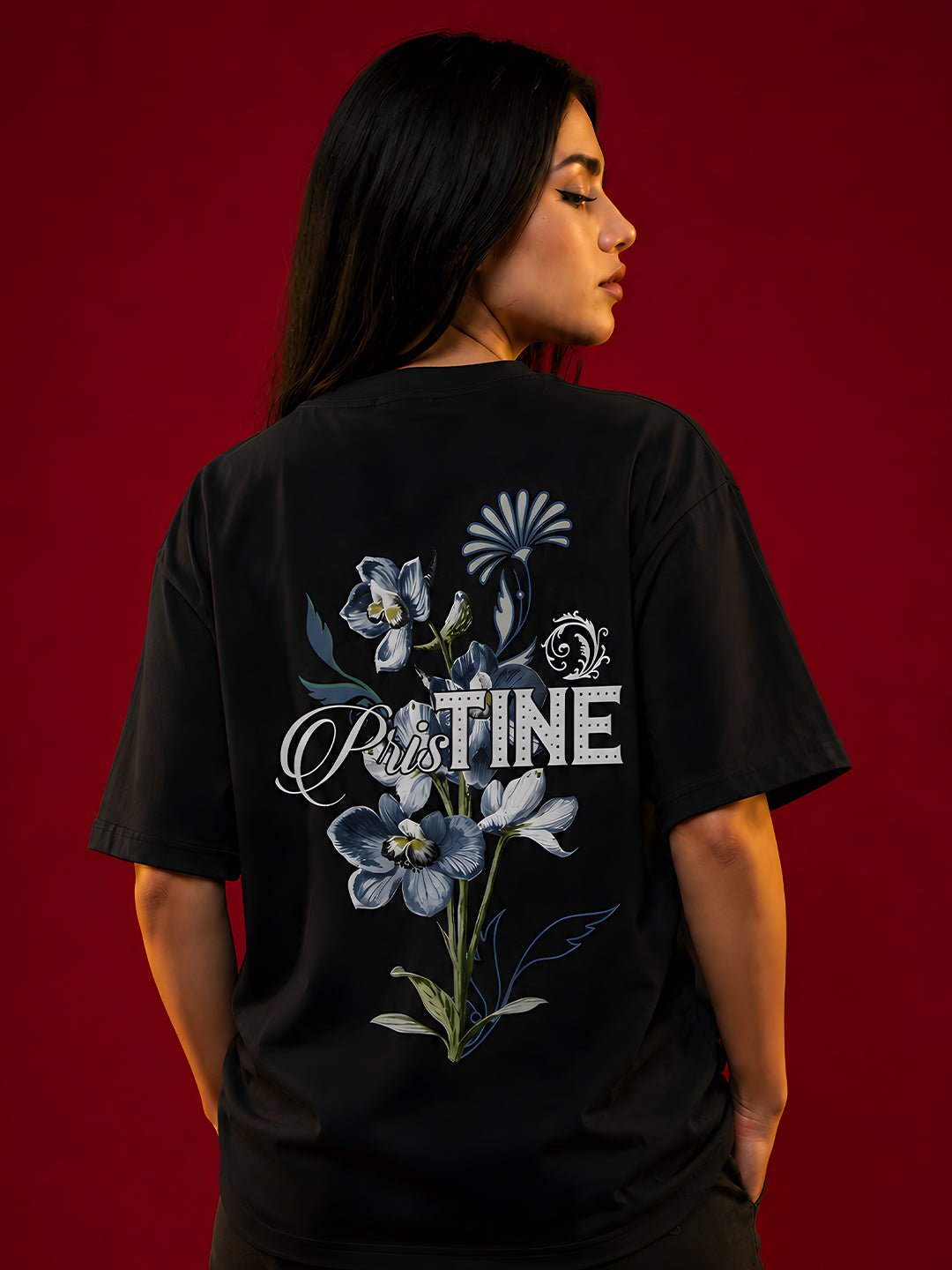 PRISTINE Women Graphic Oversized Printed T-Shirt