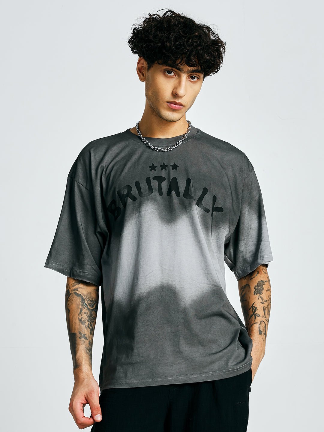 Men Retro Wash Printed Oversized T-Shirt