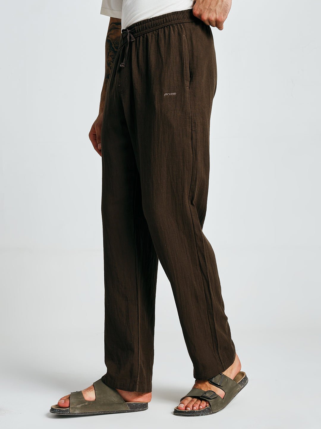 Men Solid Cotton lounge pants - Cocoa
