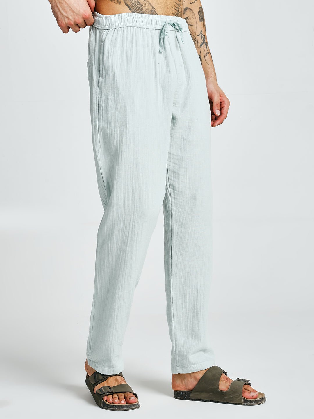 Men Solid Cotton lounge pants - Sky