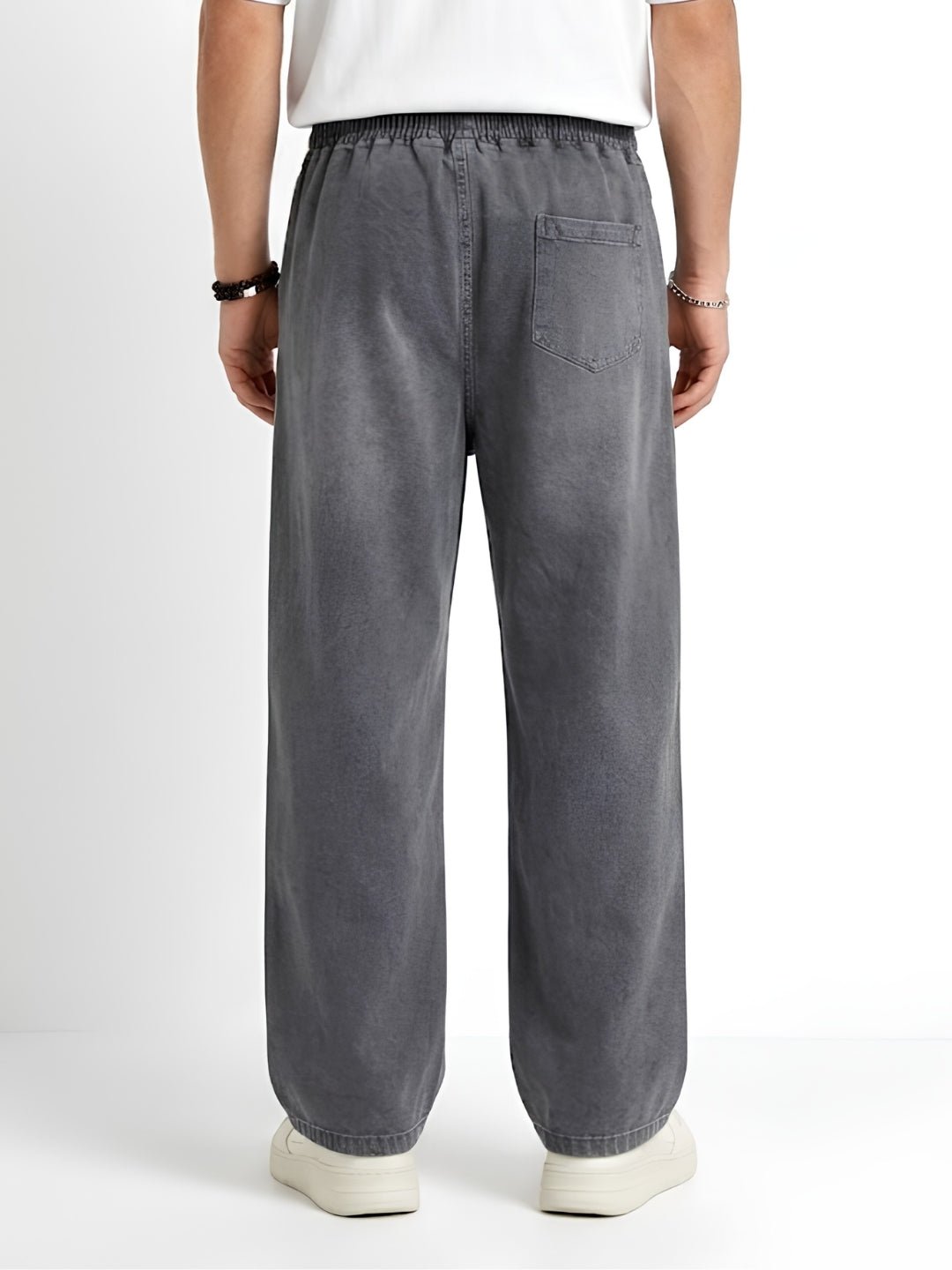 Men Acid Wash Baggy Fit Premium Terry Jogger - Dark Grey